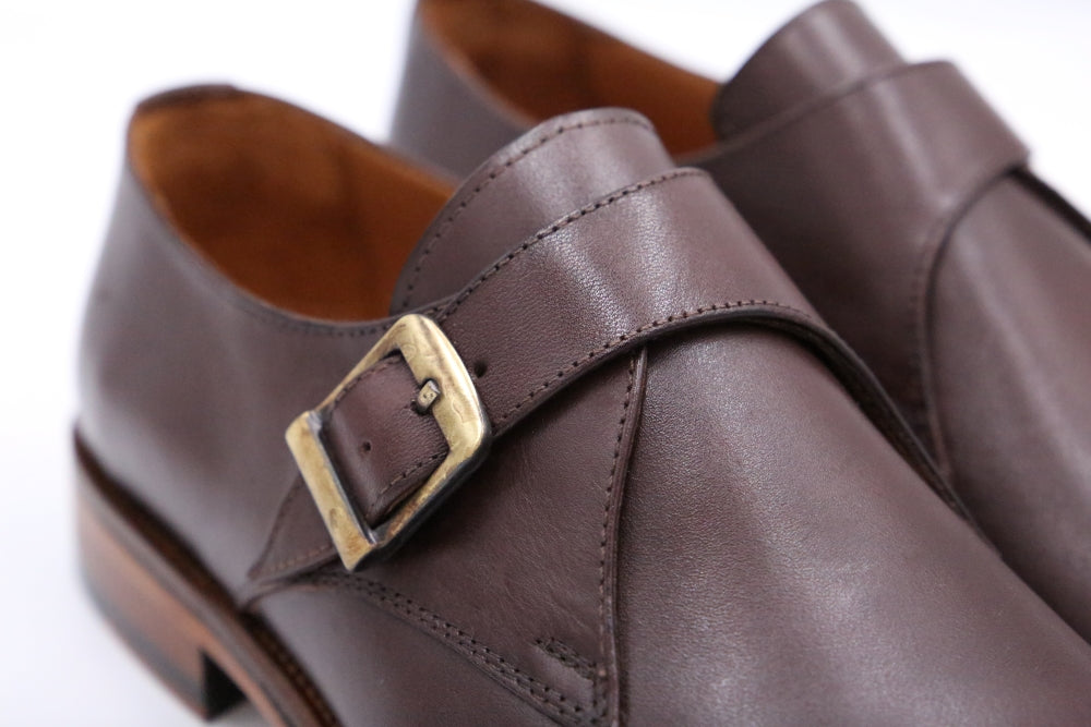 Business Schuhe mit Schnalle komplett aus Leder in Braun Elegant