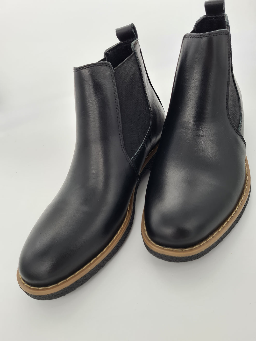 Damen Leder Chalsea Boots Stiefel Stiefeletten in Schwarz Größe 36-42